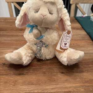 Ganz Serenity Lamb Crib Cross Blue 11” Plush Stuffed Animal Baby God Bless NWT